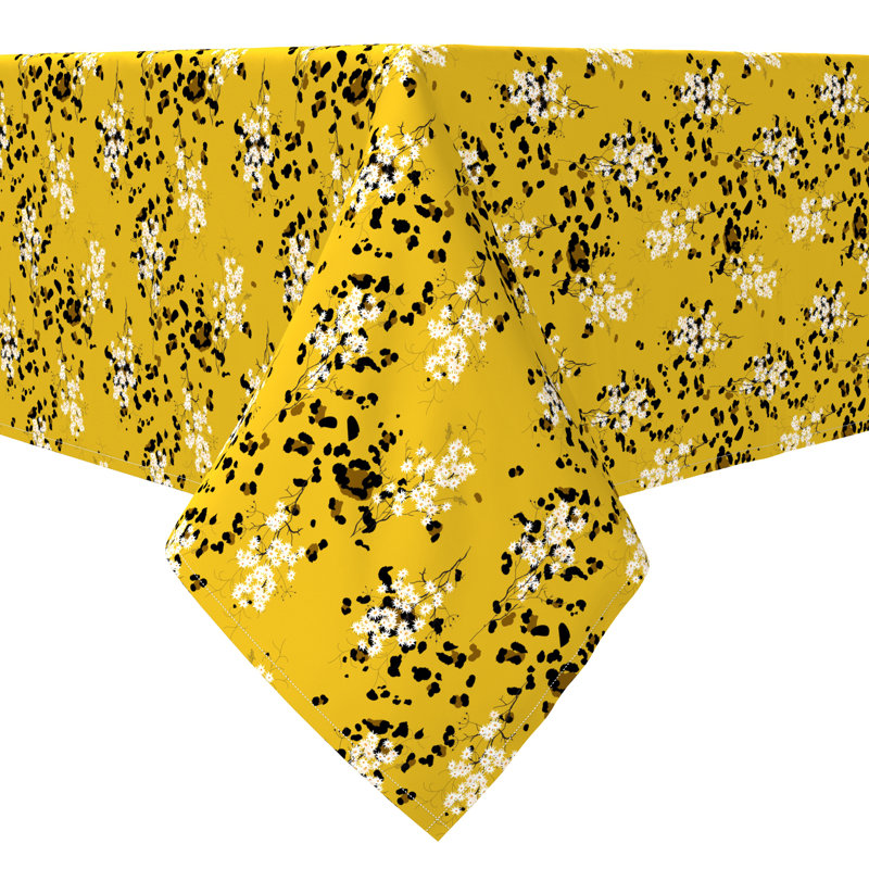 Rectangular Floral Cotton Twill Tablecloth