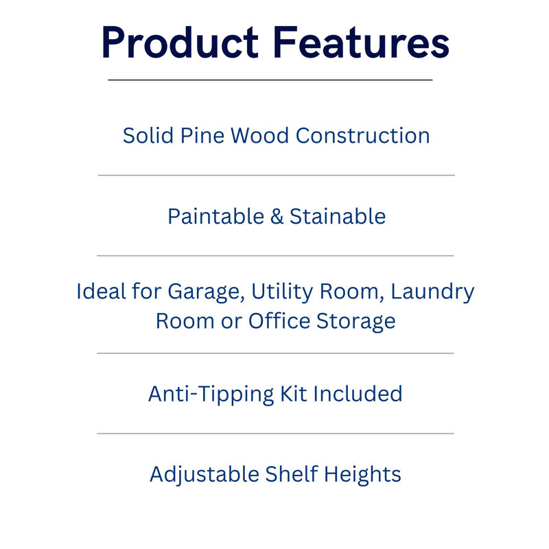 3-Shelf Utility Rack Storage Unit, Pre-sanded, 80cm H x 60cm W x 27cm D