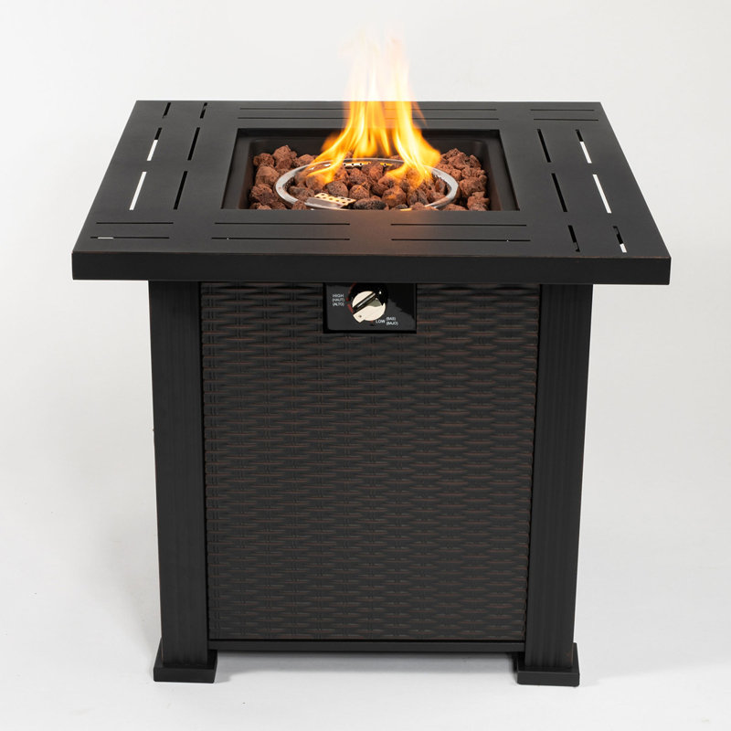 Lochbuie Square Propane Smokeless Fire Pit Table, Black
