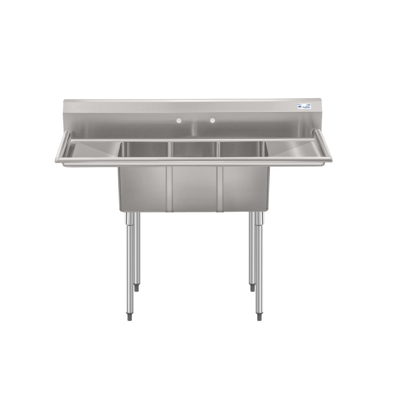 Flush Mount Kitchen Sink, 10" H x 20" W x 54" D
