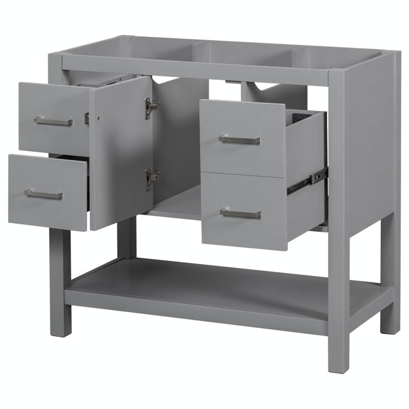 Vashtie 35.4'' Single Bathroom Vanity Base Only, Gray