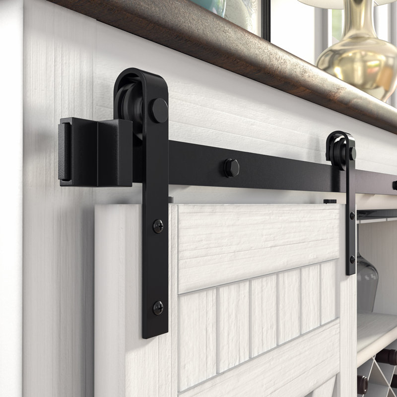 Black Carbon Steel Mini Sliding Barn Door Hardware Kit, 4ft