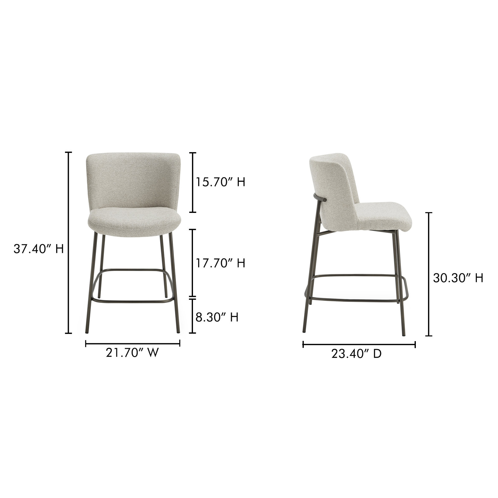 Bar Stool, Counter Stool (26.4" Seat Height), Beige Polyester