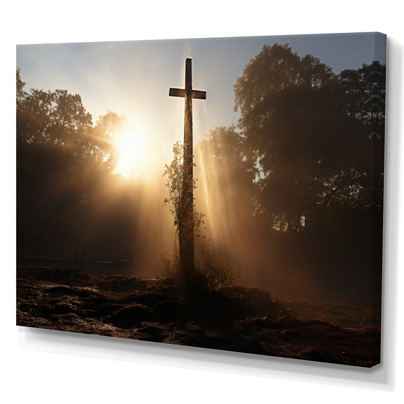 Croix religieuse, H 24 po x l 32 po x P 1 po, Toile tendue