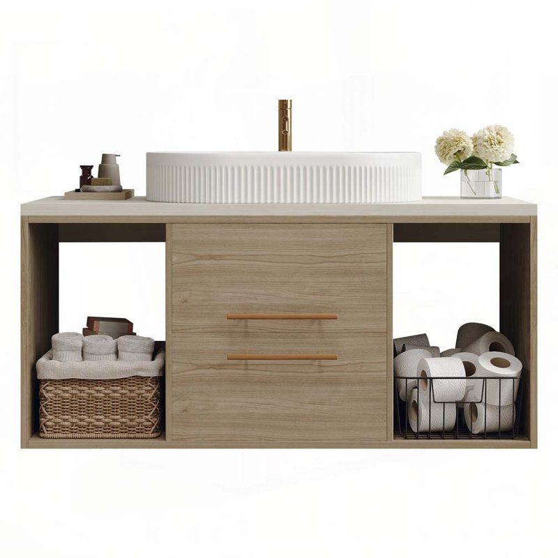 Meuble-lavabo mural 38,2 avec lavabo ovale en céramique