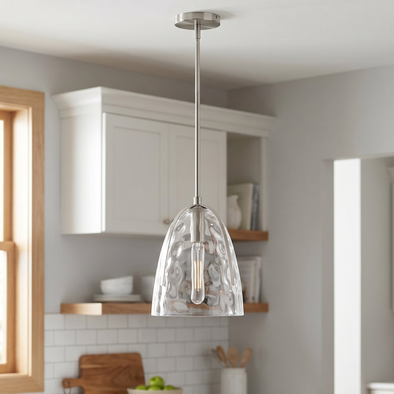 Mini-luminaire suspendu en nickel brossé 1 lumière Whitmore, Nickel brossé