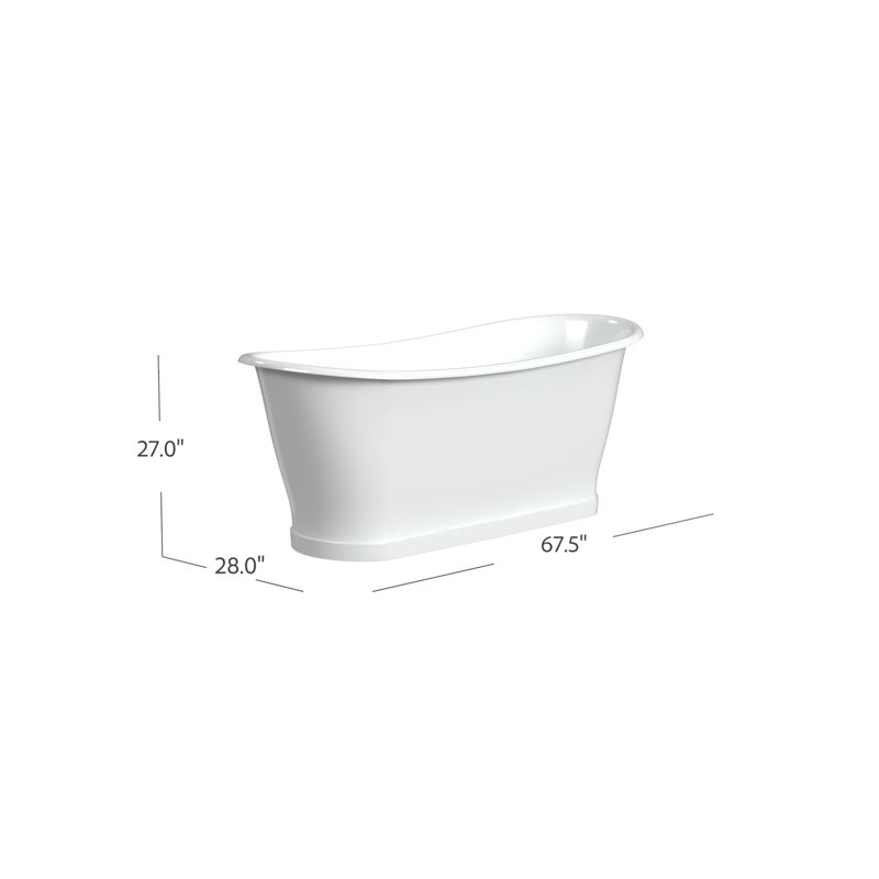 Balmoral 68'' L Freestanding Soaking Bathtub, White Interior with White Exterior
