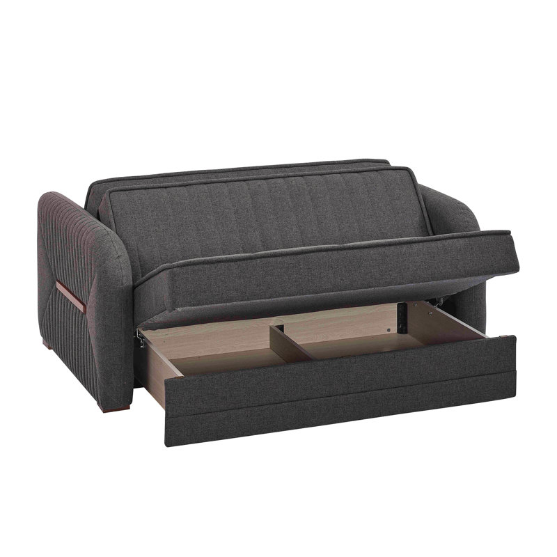 Causeuse convertible rembourrée avec rangement, tissu chenille, Gris