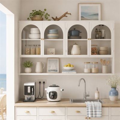47.25" Four-Door Glass Wall Cabinet Storage
