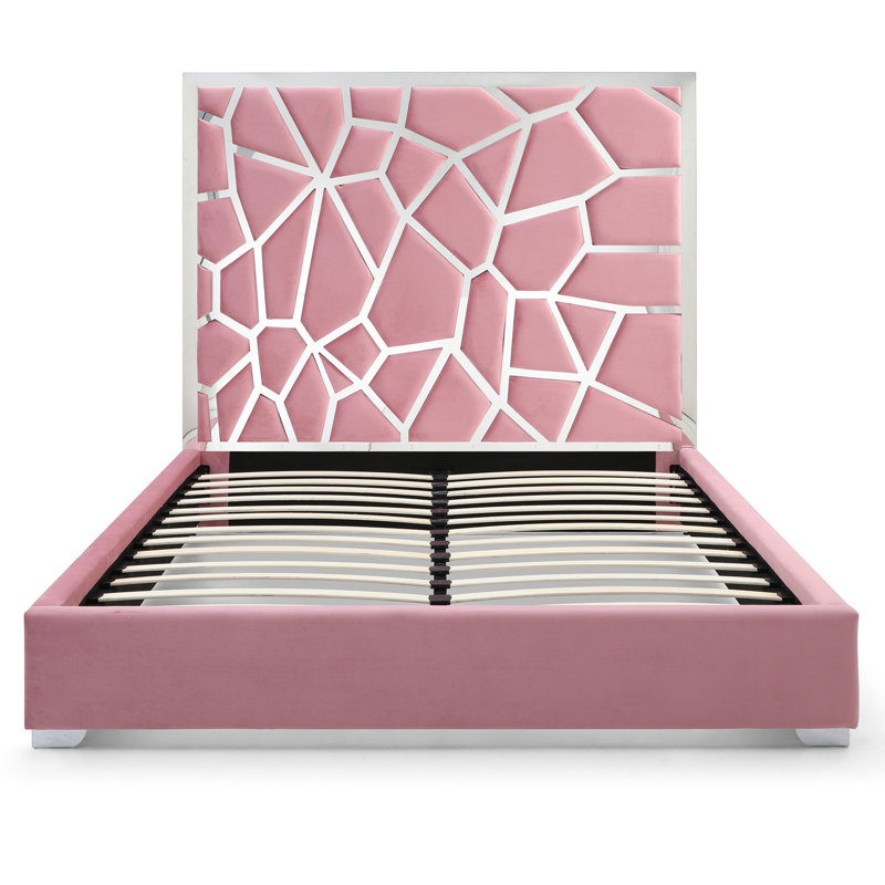 Lit plateforme tapissier Scherer, Rose, Très grand