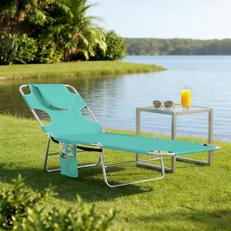 Chaise longue simple pour l'extérieur, 1, Vert clair