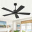 Ventilateur de plafond intérieur standard à moteur à courant continu, 5 pales en bois massif, avec télécommande et tige de suspension.-920432012-920432017-920432019