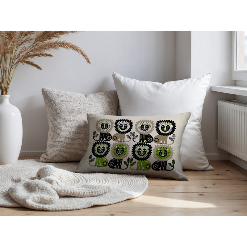 Oreiller rectangulaire intérieur / extérieur Bako Lion, Chartreuse, Rectangle H 14 po x l 20 po