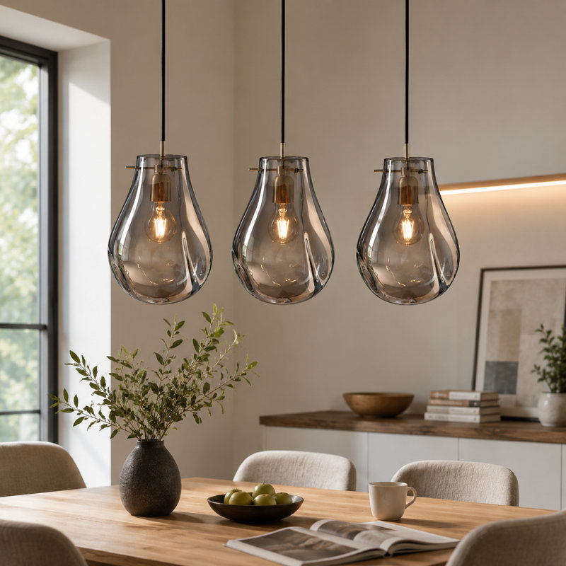 1-Light Gold Clear Glass Pendant Light