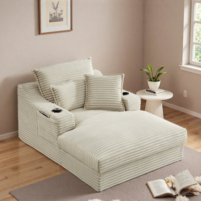 Canapé à compression rembourré de 47,24 pouces de style moderne et confortable avec une conception de coussin unique, une chaise longue pour le salon, la chambre à coucher, l’appartement, le bureau