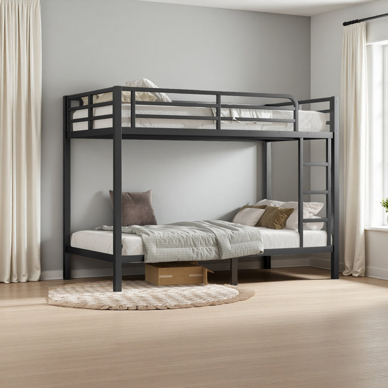 Lit superposé simple au-dessus de simple TG en métal pour adolescents et adultes, peu encombrant / réduit le bruit / aucun sommier tapissier requis