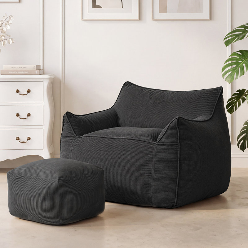 Grand fauteuil à billes avec repose-pieds Grand fauteuil à billes pour adultes, canapé en mousse à mémoire de forme, désossé, canapé, salon, chambre à coucher