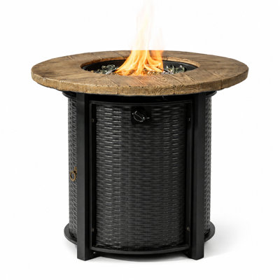 Propane Fire Pit Table 50000 BTU Round Steel Outdoor Table With Adjustable Flame Rain Cover