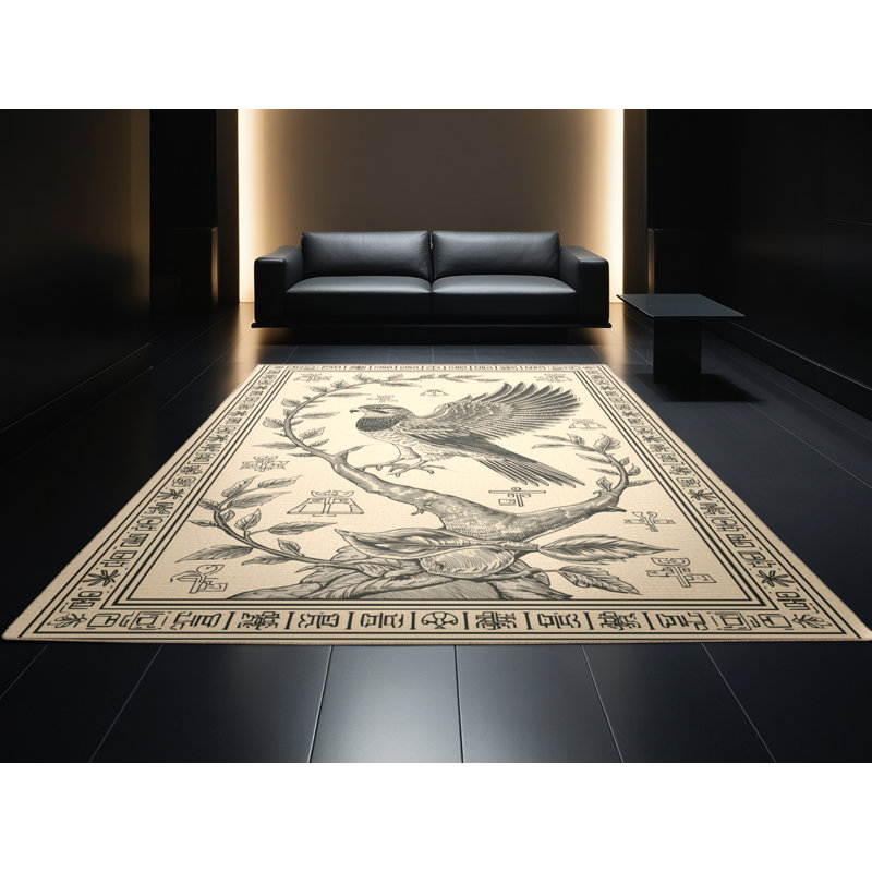 Tapis beige lavable à la machine Newberry Horus Classic, 7 x 9