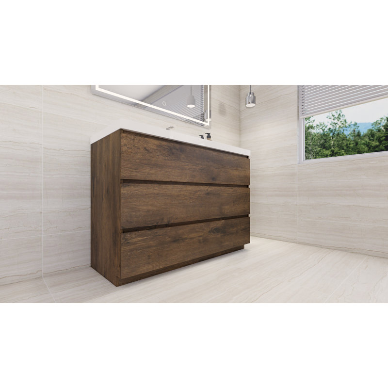 47.3'' Single Bathroom Vanity with Acrylic Top, Rosewood