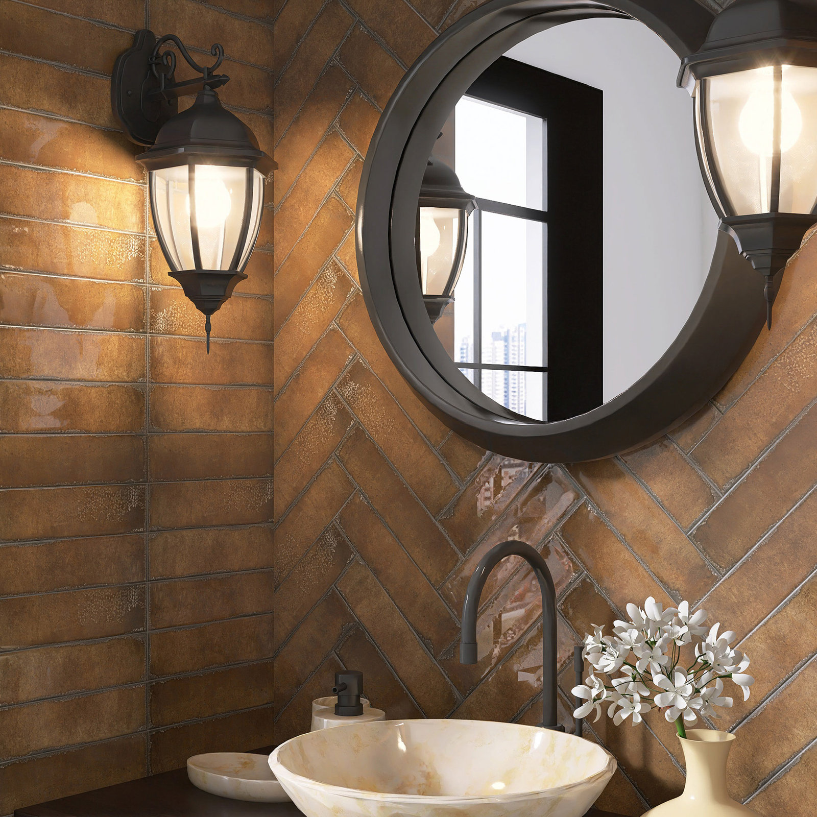 Iris 3" x 12" Ceramic Subway Wall Tile, Marron Brown