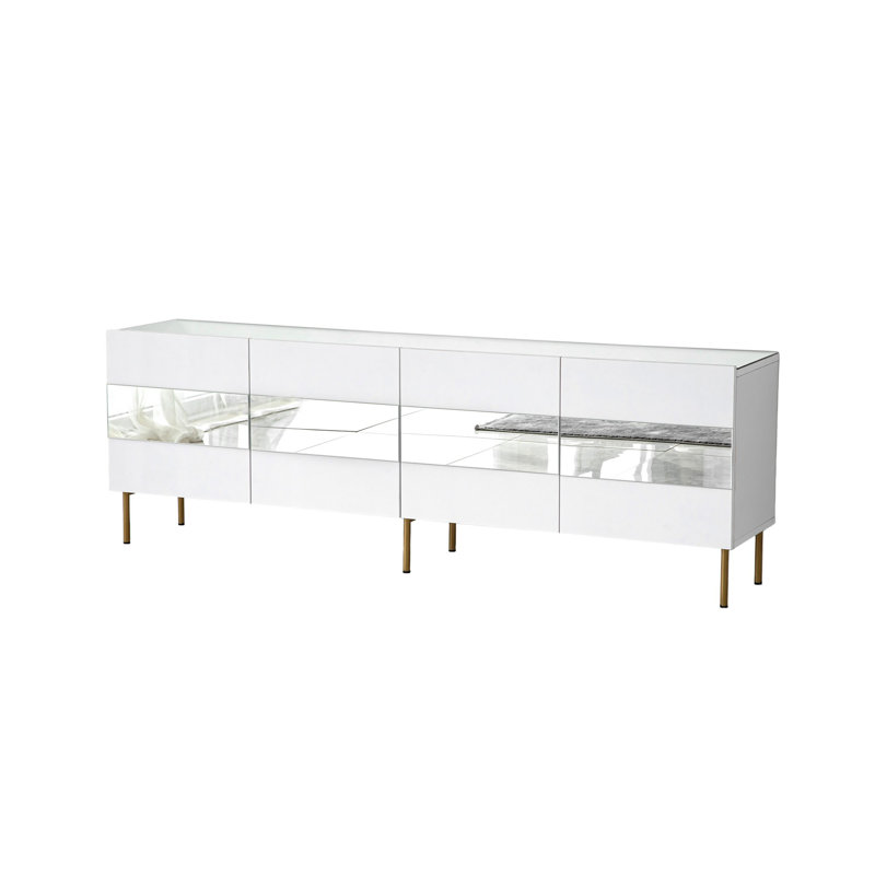 Keikei Unfinished TV Stand, Gold/White