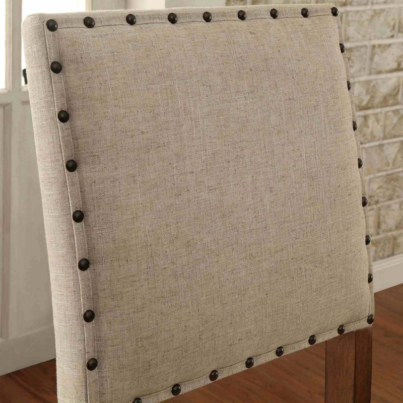 Rustic Style 2pc Bar Chair Padded Seat And Back Nailhead Trim