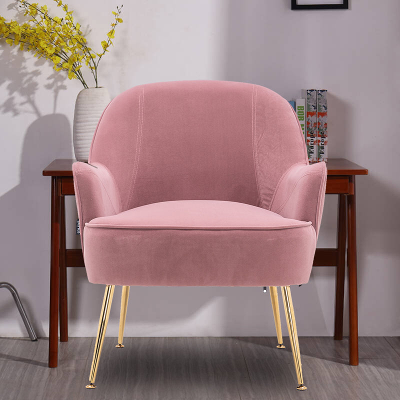 Fauteuil en velours de 26 po Alaiya, Velours rose