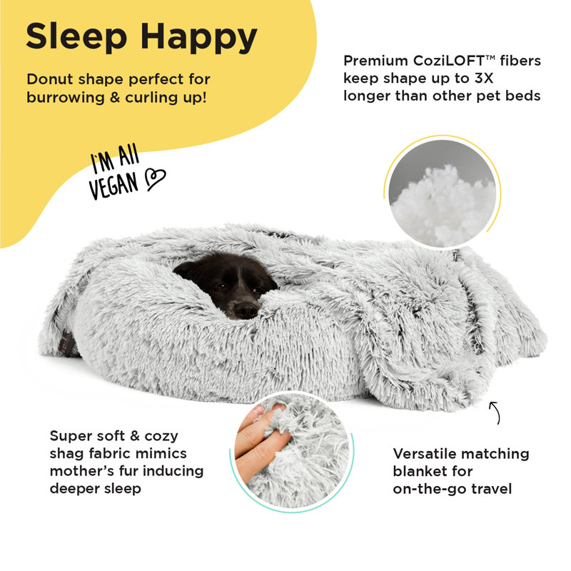 Medium Orthopedic Elevated Donut Dog Bed with Blanket