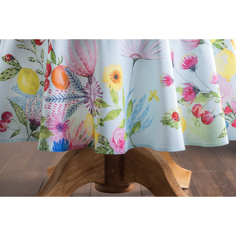Maison d'Hermine Jardin D'Ete - Mint 100% Cotton Tablecloth - 69" Round, 69" L x 69" W, Mint
