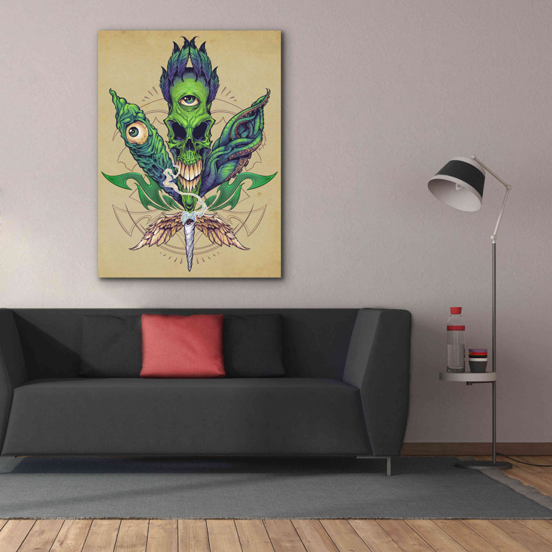 Alexina Pot Leaf Skull sur impression sur toile, H 54 po x l 40 po x P 1,5 po