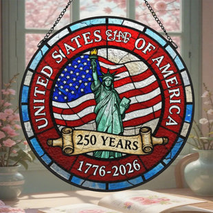 United States Of America 250 Years  Stained Glass Panels Suncatcher for Window Decor