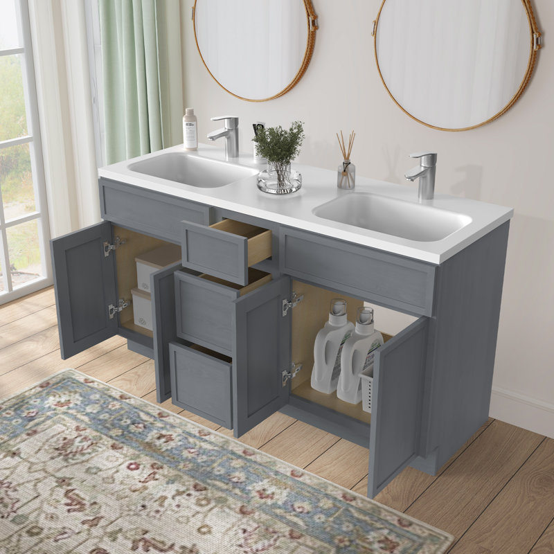 Base de meuble-lavabo double 60 po seulement, Argent