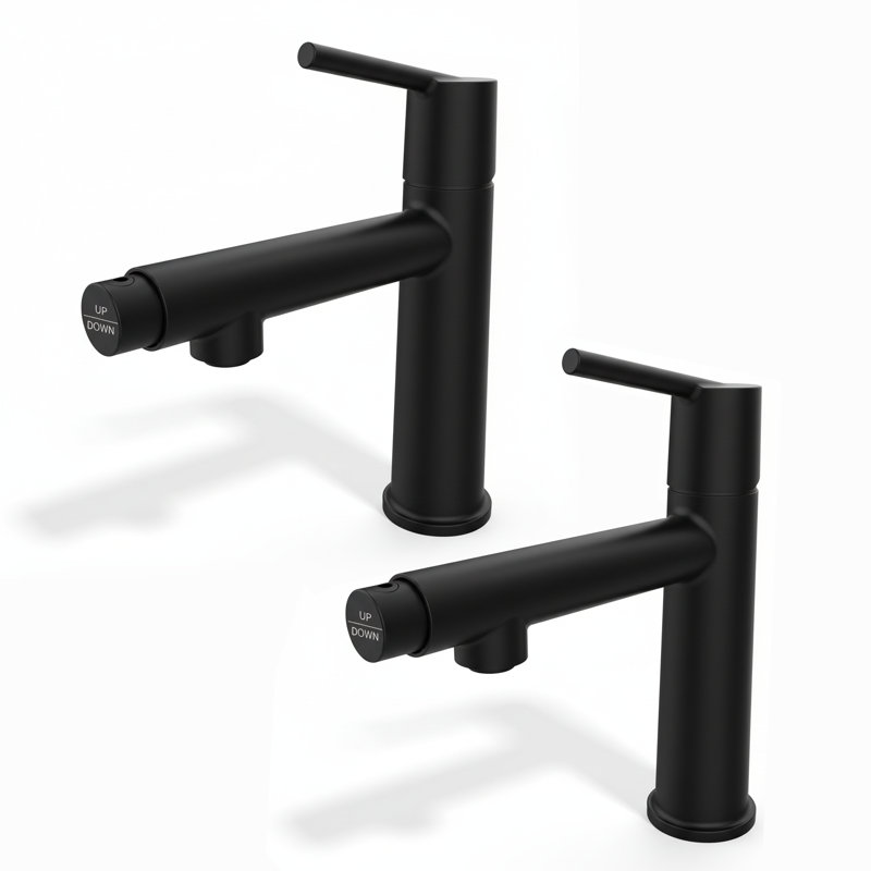 Robinet de salle de bain moderne 2 en 1 (ensemble de 2), Noir mat