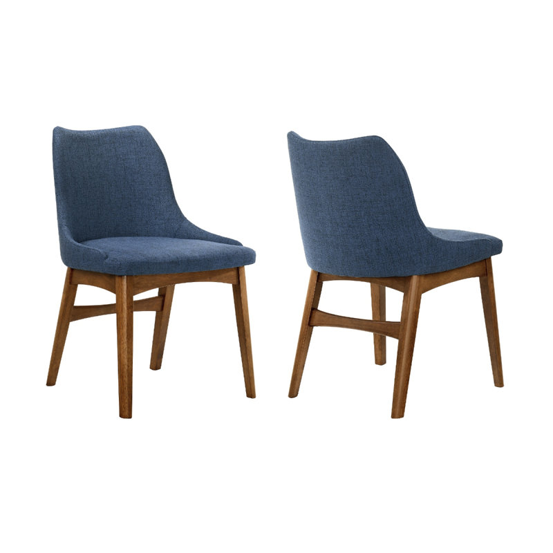 Chaise d'appoint rembourrée Miyashiro, Bleu, Noyer