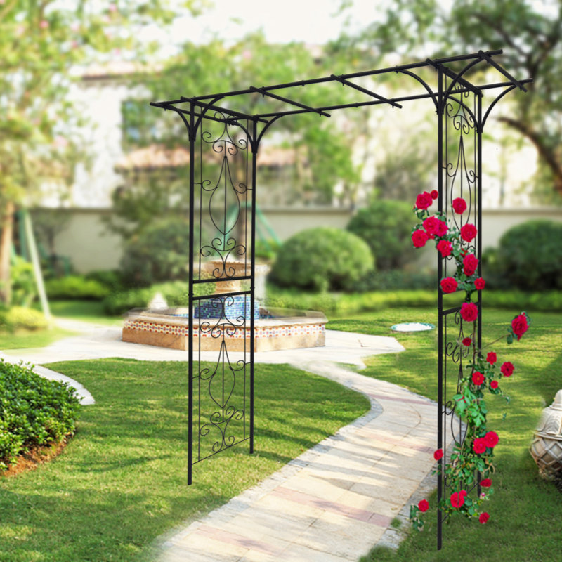 iYofe 81"H Metal Garden Arch, Garden Arbor Trellis Climbing Plants ...