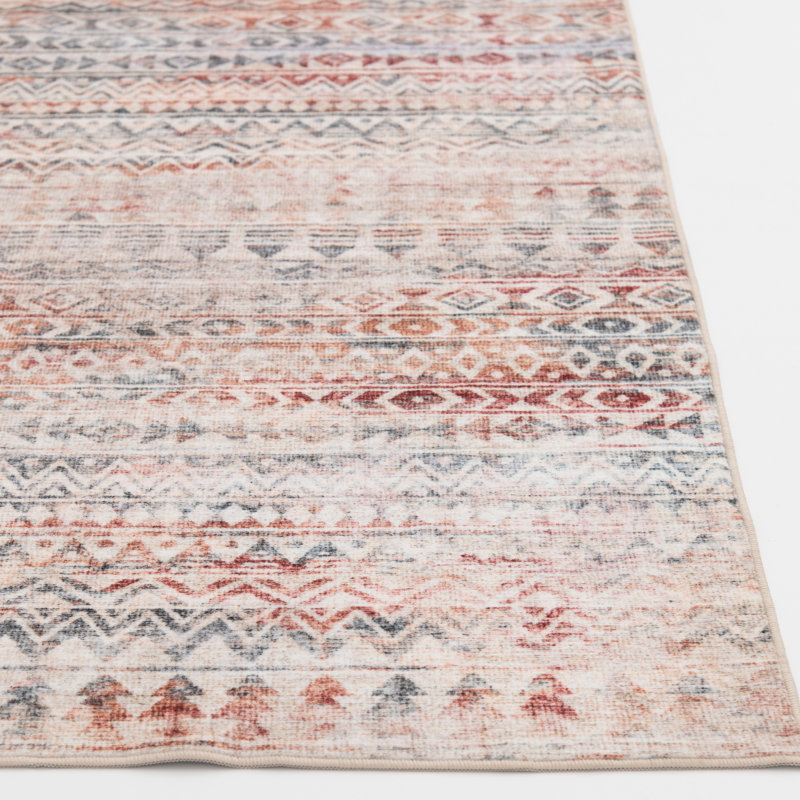 Leavy Washable Moroccan Indoor Rug, Rectangle 5' x 7'