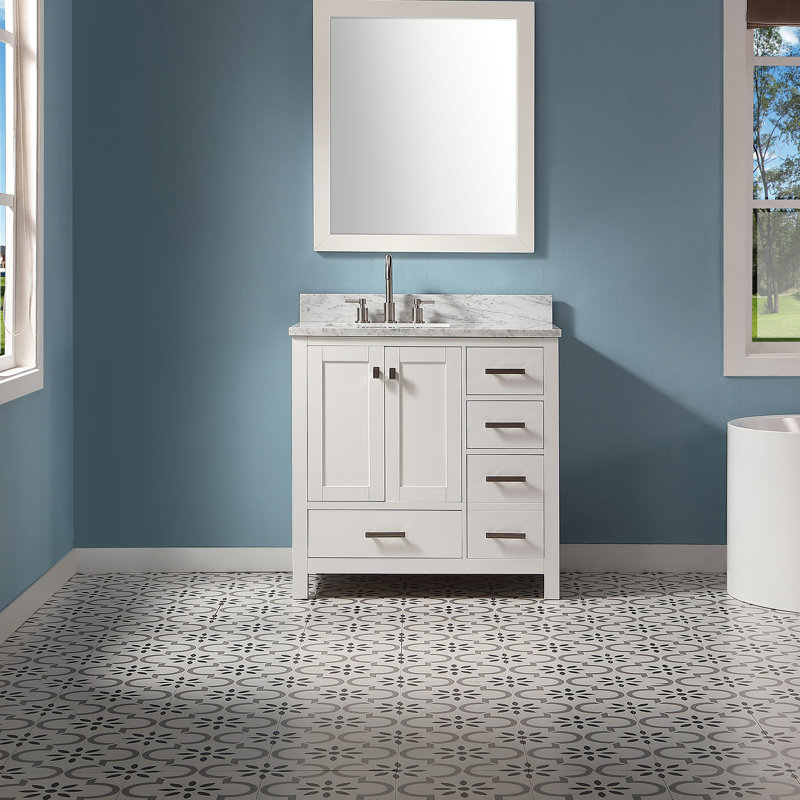 Ensemble de meuble-lavabo simple 36 po Whitney, Blanc, Nickel brossé