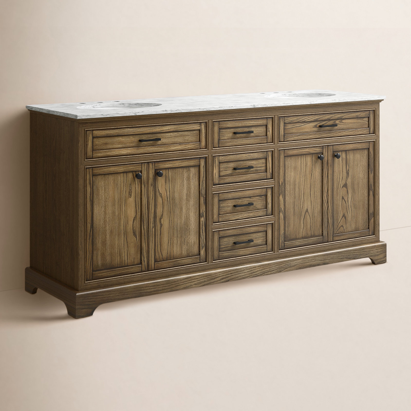 Hermes 72'' Double Bathroom Vanity, Driftwood