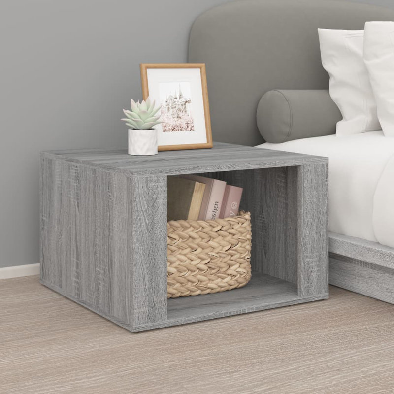 Cashel 57cm W Manufactured Wood Bedside Table, Grey Sonoma
