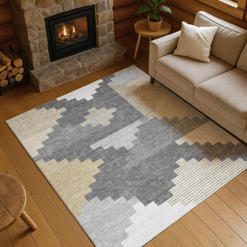 Tapis intérieur / extérieur lavable à la machine Chantille ACN2847, Gris, 3 pi x 5 pi