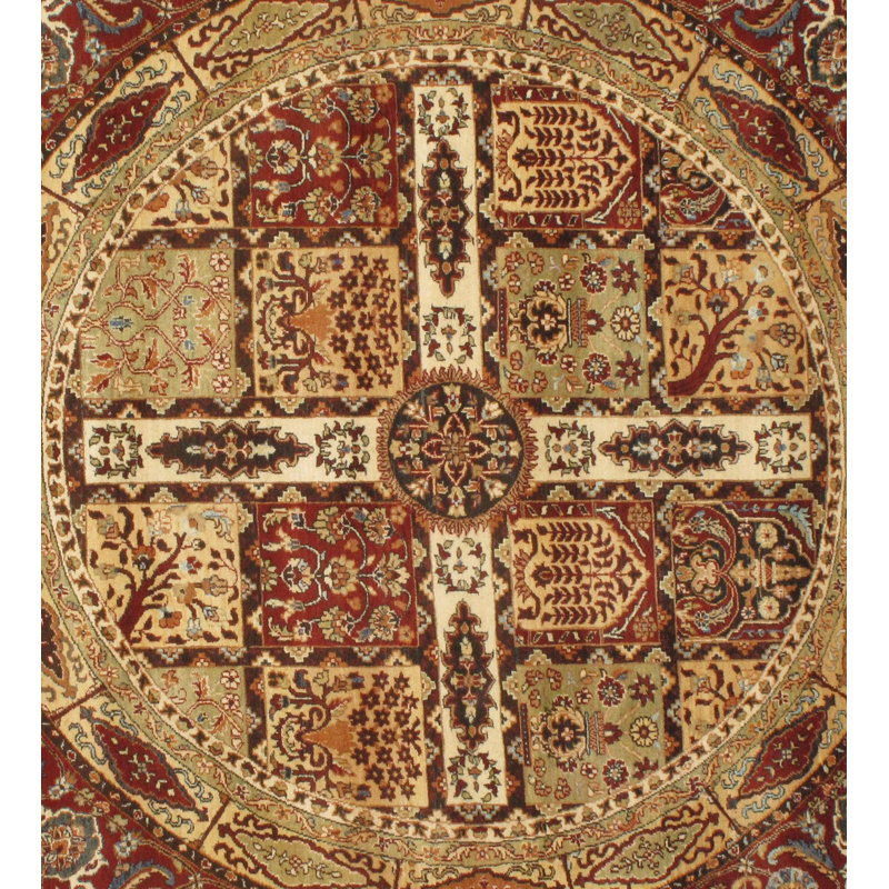 Tapis rouille / brun / gris Tabriz, Rond 6 pi x 6 pi