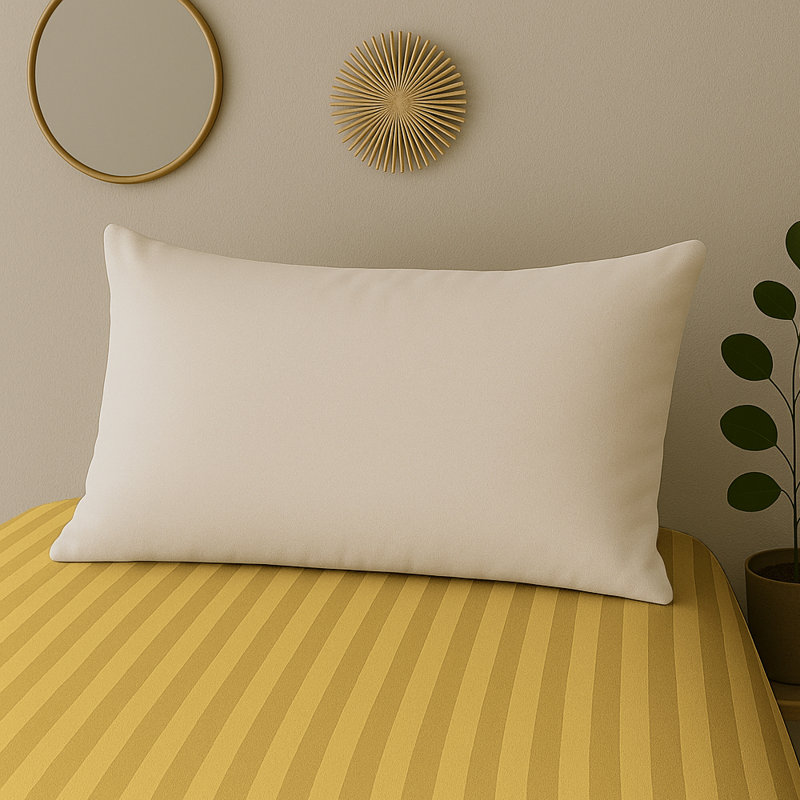 40cm Deep Pocket Microfiber Stripe Fitted Sheet, Single (3'), Ochre