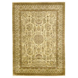 Hand Knotted Wool Area Rug in Gold And Beige