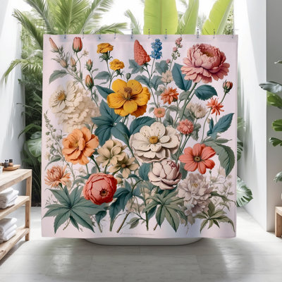 Saffron Boho Floral Shower Curtain