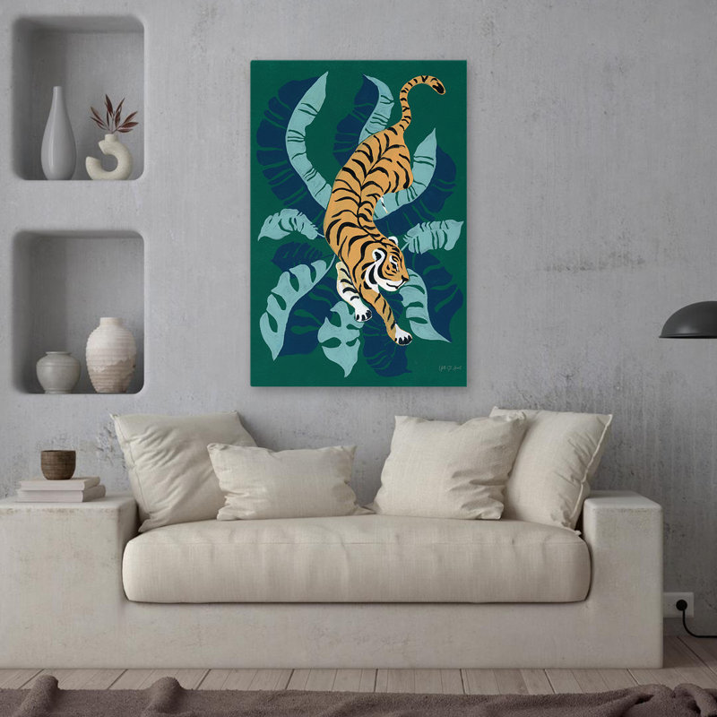 Tigre rôdant contemporain et BCBG, H 36 po x l 24 po