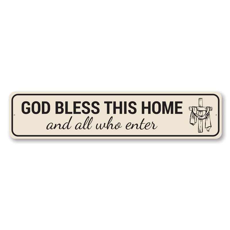 «God Bless This Home», panneau en aluminium, H 4 po x l 18 po x P 0,04 po