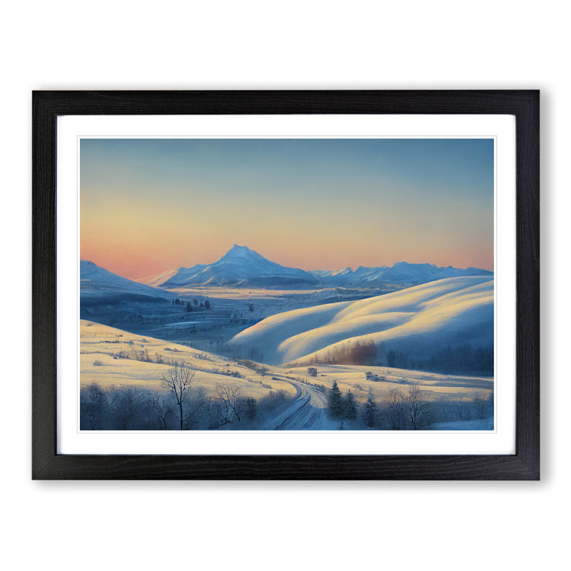 XH1022-10243X Winter Mountain Sunrise Vol.2 - Single Picture Frame Painting, Black Framed, 46cm H x 64cm W x 2cm D