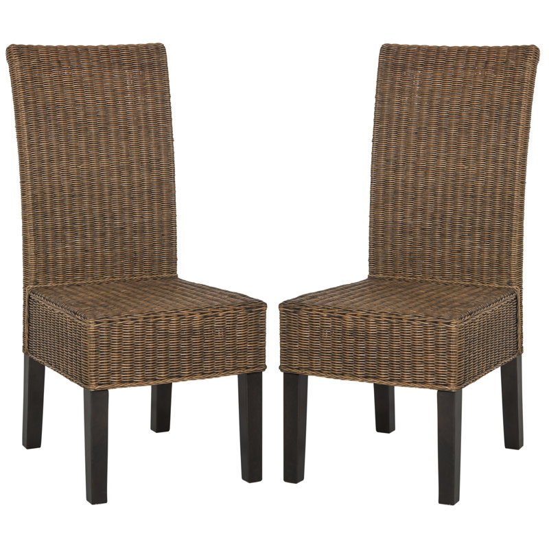 Odette High Back Brown Rattan Dining Chair Set