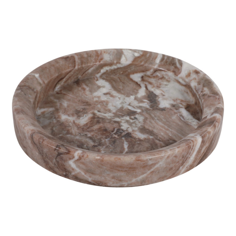 Bol décoratif rond en marbre pour la décoration intérieure - Bol d'appoint moderne et discret pour la table à manger ou comme centre de table - 30 cm, brun et blanc